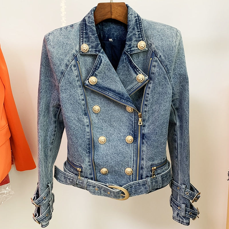 Plus size clearance denim moto jacket