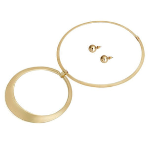 Gold Color Large Round Pendant Choker Necklace Womens Jewelry