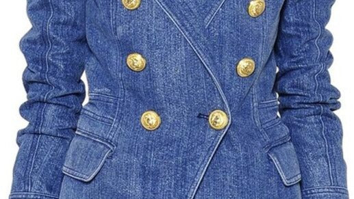 3XL Blue Denim Blazer Jacket Plus Size Women