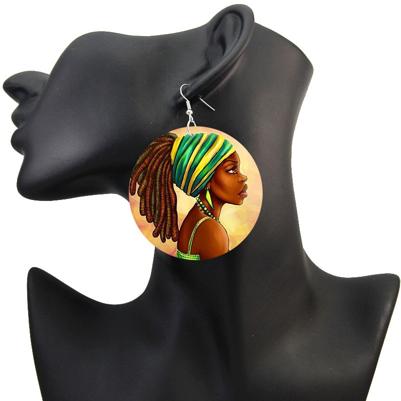 Womens Accessories Black Art Wood Drop Earrings