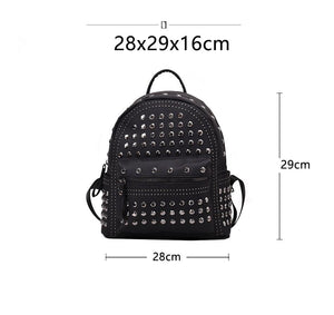 Black Faux Leather Rivet Embossed Backpack Womens Accessories