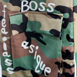 3XL "There's Nothing Like A Sistah" Green Camouflage Trench Coat Long Length Plus Size Women