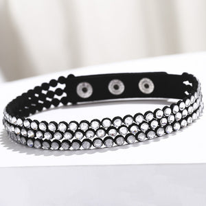 #02 Faux Leather Rhinestone Bracelet Womens Jewelry