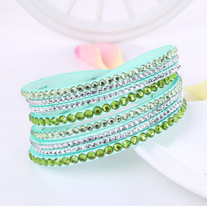 #03 Rhinestone Faux Leather Bracelet Womens Jewelry