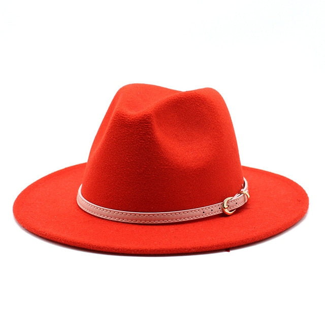 Unisex Fedora Hats w/ Pink Belt Trim Womens Accessories