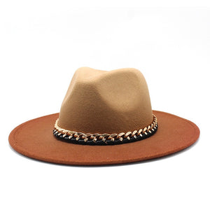 Unisex Gradient Fedora Hat w/ Braided Ribbon Trim Womens Accessories