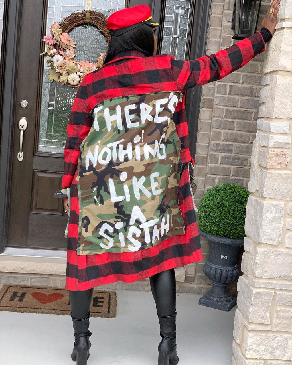3XL "There's Nothing Like a Sistah" Plaid Print Trench Coat Long Length Plus Size Women 10 Styles