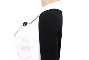 2XL 2 Piece Patchwork Ruffle Office Suit Blazer w/ Pencil Pants Plus Size Women