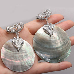 Round Mettalic Natural Shell Drop Earrings Womens Jewelry