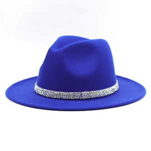 Unisex Wool Fedora Hat w/ Bling Ribbon