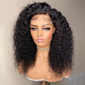 Brazilian Deep Curly Lace Human Hair Bob Wigs Lace Front Deep Part