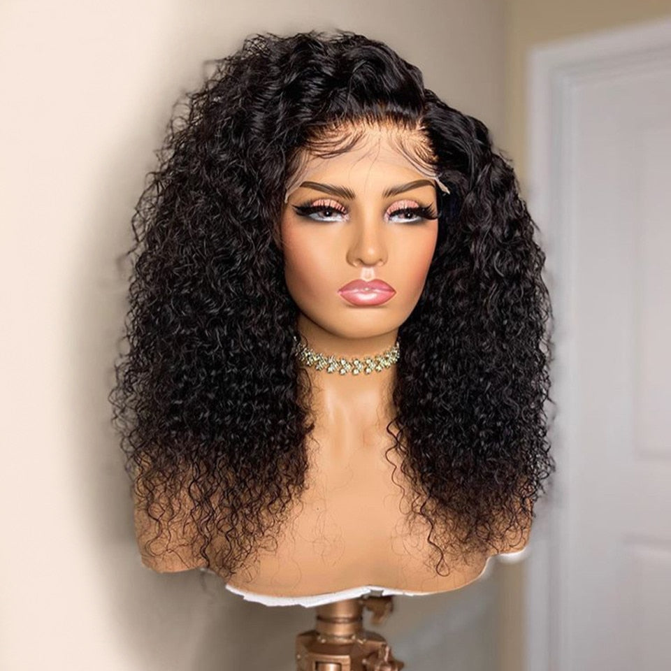 Deep Curly Lace Human Hair Bob Wigs Lace Front Deep Part