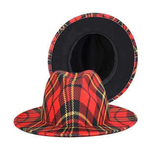 Womens Accessories Unisex Plaid or Leopard Print Wool Fedoras Black Blue Green Brown Red Pink or Red