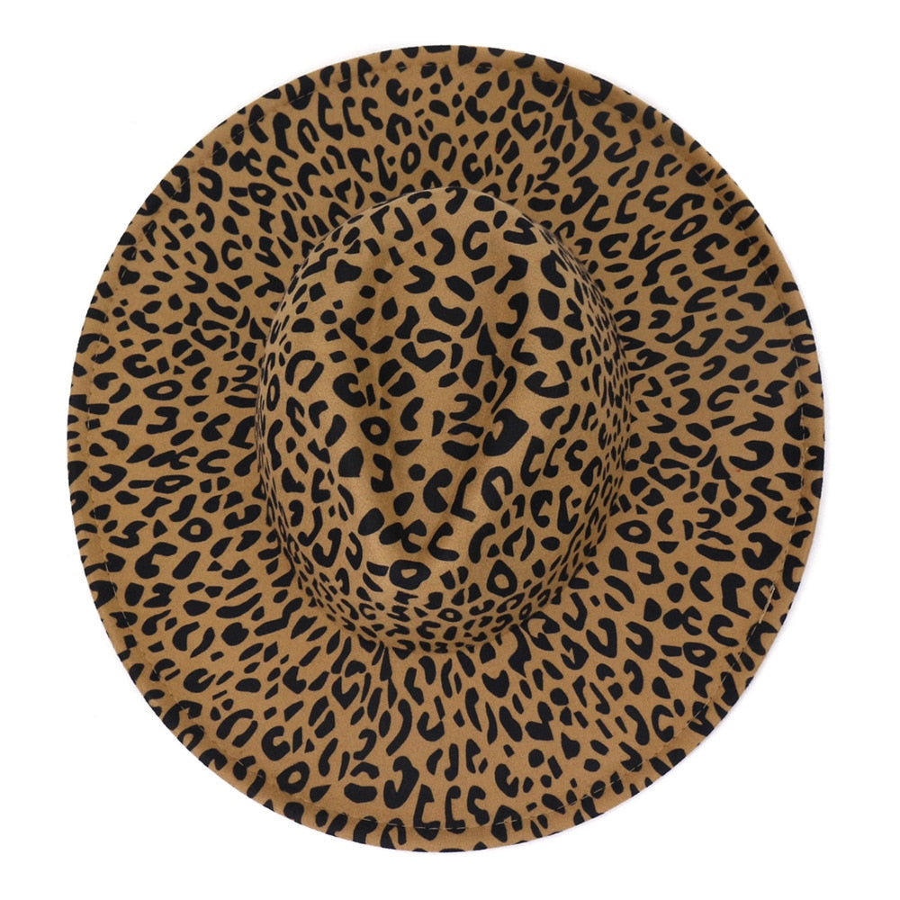 Leopard Print Fedora w/ Solid Print Interior