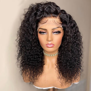 Brazilian Deep Curly Lace Human Hair Bob Wigs Lace Front Deep Part