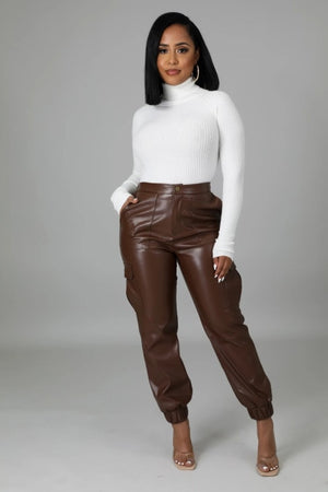 2XL 2 Piece Faux Leather Jacket w/ Palazzo Pants Plus Size Women
