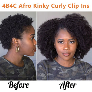 4B 4C Afro Kinky Curly Clip In Human Hair Extensions