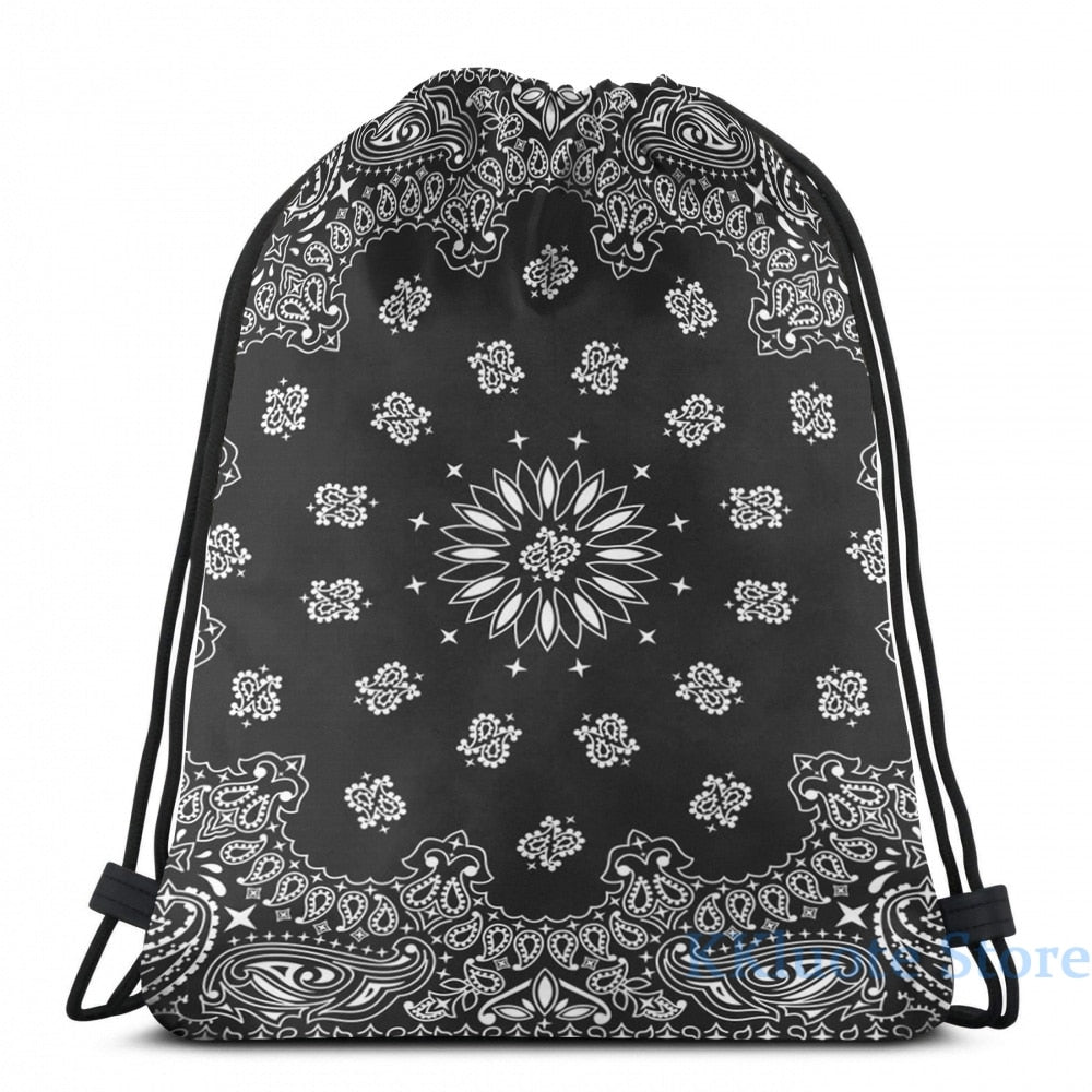 Assorted Black Bandana Print Handkerchief School Bags