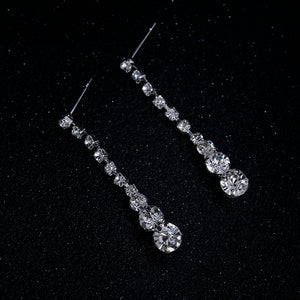 Silver Plated Celebrity  Drop Crystal Necklace Earrings Set  Women Jewelry