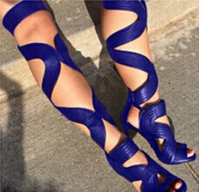 Lace-Up Leather Thin Heel Gladiator Sandals