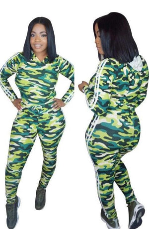 2XL Camouflage Print 2 Piece Set Pullover Hoodie w/Leggings